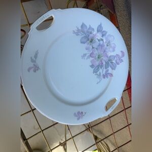 Vintage Bavaria BCG Floral Handled Serving Plate – Gold Trim – 10.5”